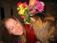 Jess trying to steal Patty's flowers